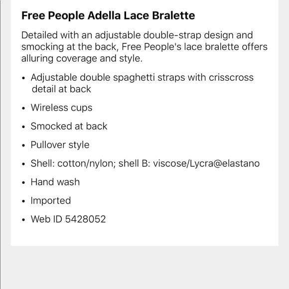 FREE PEOPLE ADELLA LACE BRALETTE - Picture 3 of 3